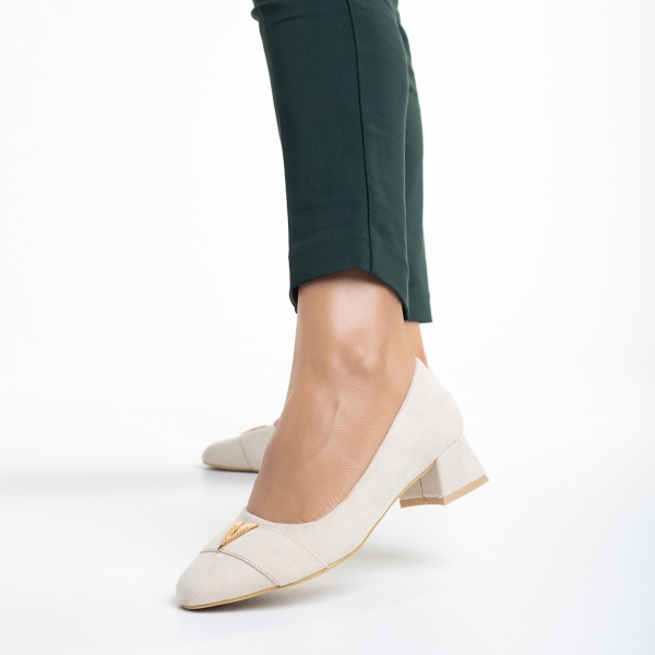 Briella világos bézs női cipő, textil anyagból készült, 3 - Kalapod.hu