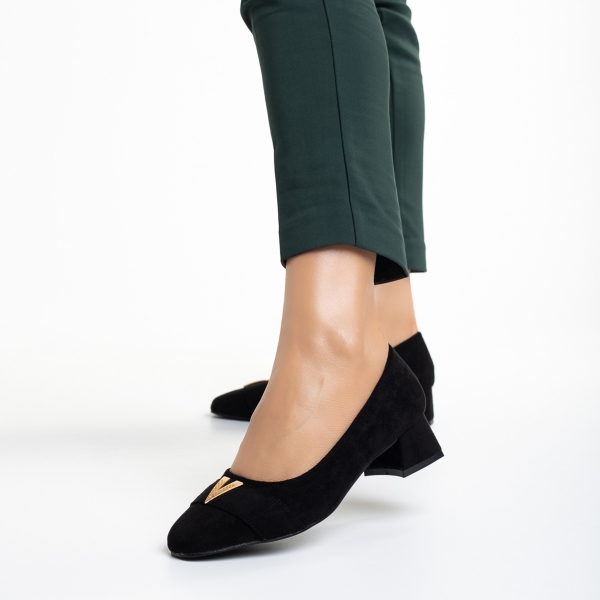 Briella fekete női cipő, textil anyagból készült, 4 - Kalapod.hu