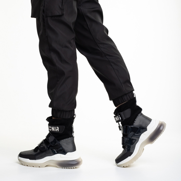 Pema fekete női sportcipő, textil anyagból készült, 5 - Kalapod.hu