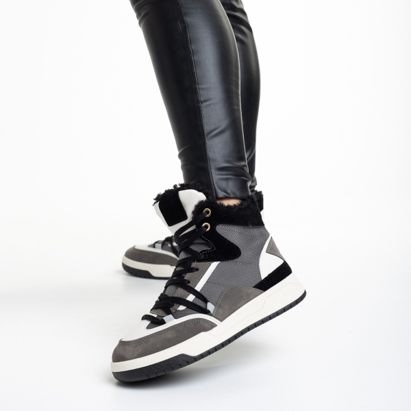 Reveca szürke női sportcipő, műbőrből és textil anyagból készült, 3 - Kalapod.hu
