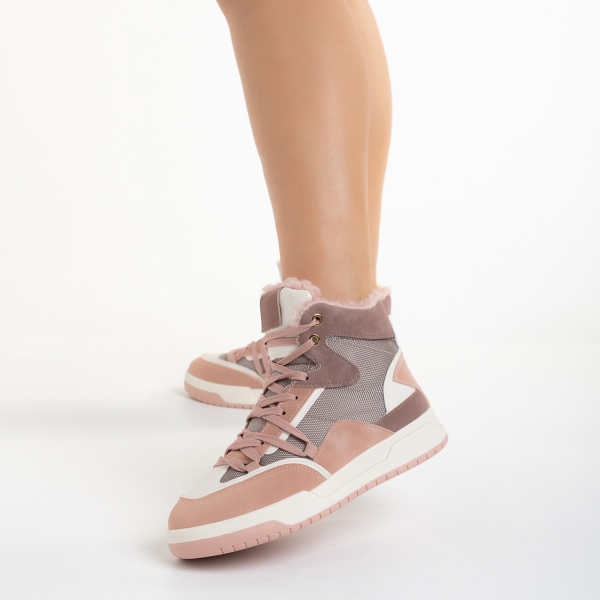 Reveca rózsaszín női sportcipő, műbőrből és textil anyagból készült, 3 - Kalapod.hu