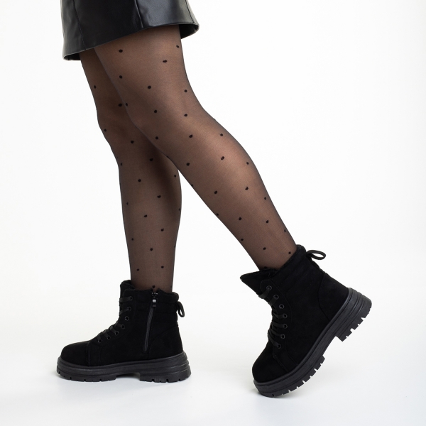 Perel fekete női bakancs, textil anyagból készült, 5 - Kalapod.hu