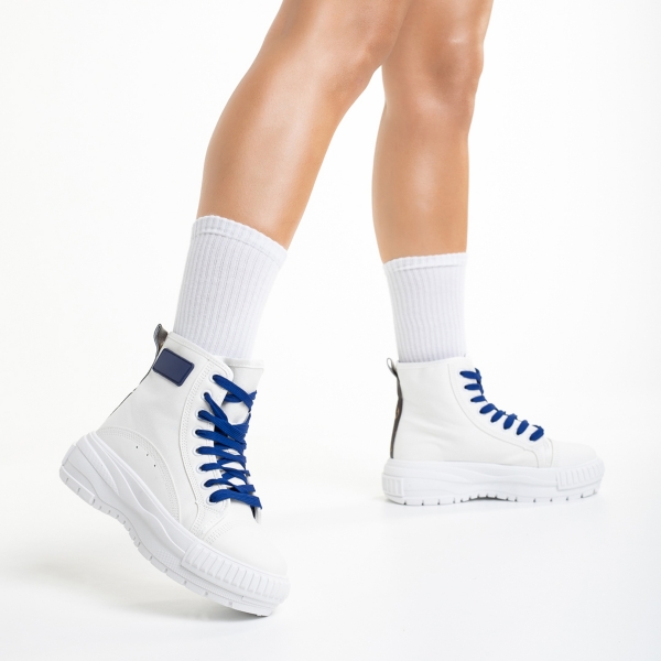 Sinda fehér és kék női tornacipő, textil anyagból készült - Kalapod.hu
