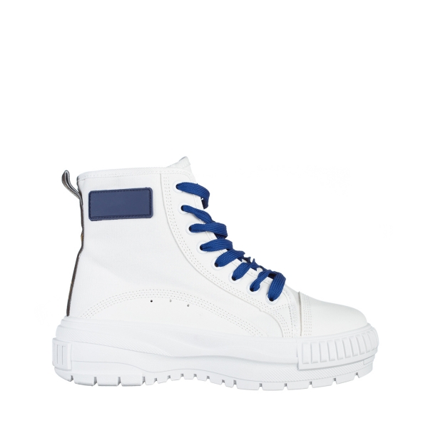 Sinda fehér és kék női tornacipő, textil anyagból készült, 2 - Kalapod.hu