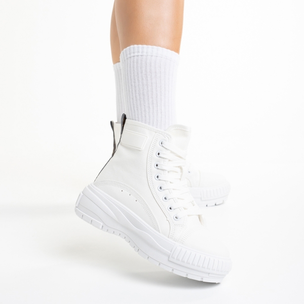 Sinda fehér női tornacipő, textil anyagból készült, 4 - Kalapod.hu