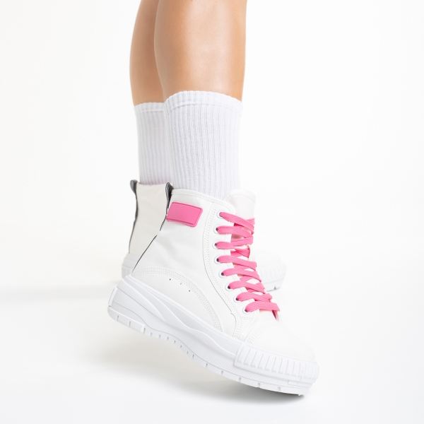 Sinda fehér és rózsaszín női tornacipő, textil anyagból készült, 3 - Kalapod.hu