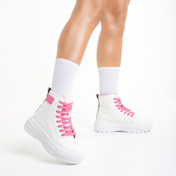Sinda fehér és rózsaszín női tornacipő, textil anyagból készült, 4 - Kalapod.hu