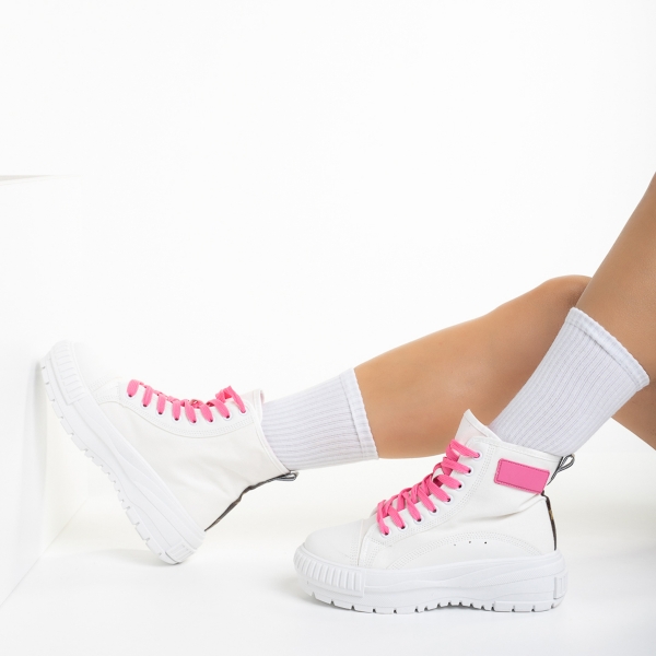 Sinda fehér és rózsaszín női tornacipő, textil anyagból készült - Kalapod.hu
