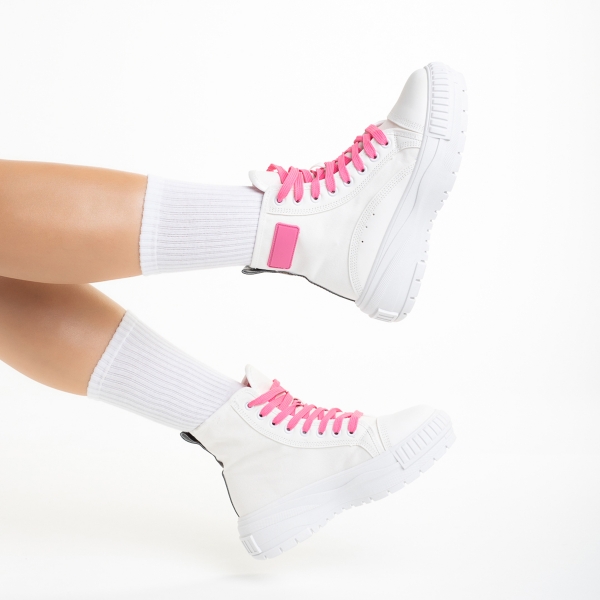Sinda fehér és rózsaszín női tornacipő, textil anyagból készült, 6 - Kalapod.hu