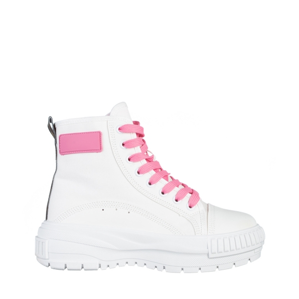 Sinda fehér és rózsaszín női tornacipő, textil anyagból készült, 2 - Kalapod.hu