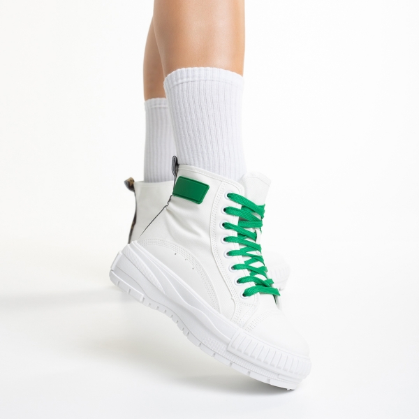 Sinda fehér és zöld női tornacipő, textil anyagból készült, 3 - Kalapod.hu