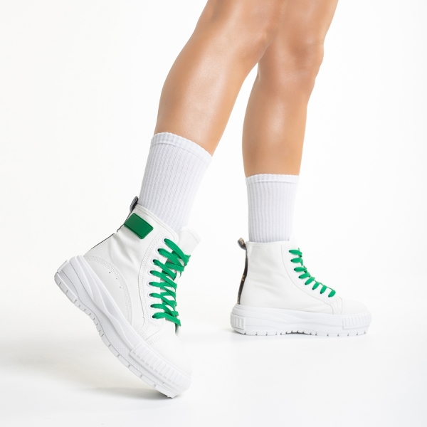Sinda fehér és zöld női tornacipő, textil anyagból készült, 4 - Kalapod.hu