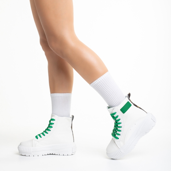 Sinda fehér és zöld női tornacipő, textil anyagból készült - Kalapod.hu