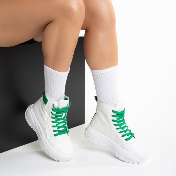 Sinda fehér és zöld női tornacipő, textil anyagból készült, 5 - Kalapod.hu