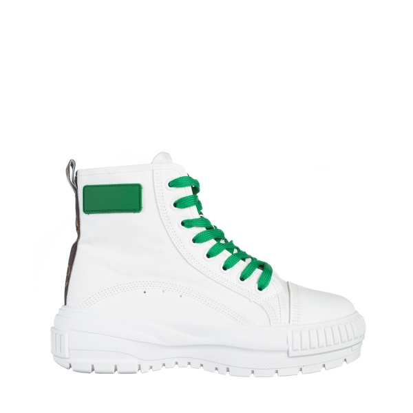 Sinda fehér és zöld női tornacipő, textil anyagból készült, 2 - Kalapod.hu