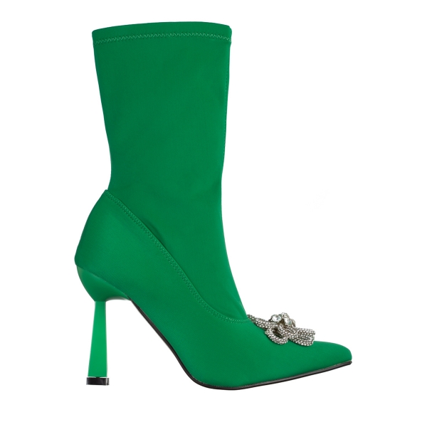 Yarely zöld női bokacsizma, textil anyagból készült, 2 - Kalapod.hu