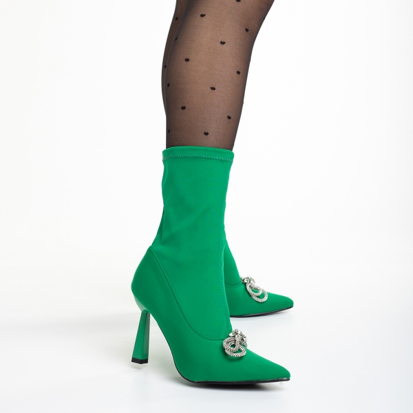 Pamelyn zöld női bokacsizma, textil anyagból készült, 3 - Kalapod.hu