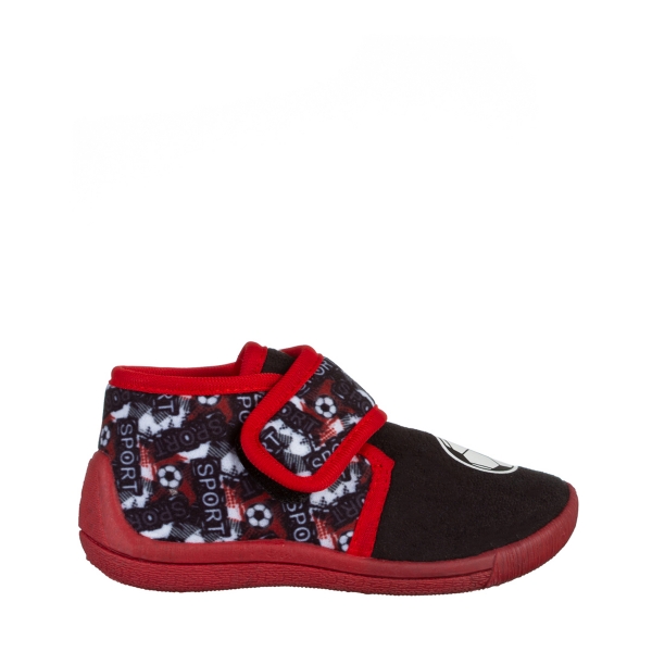 Solina fekete és piros gyerek papucs, textil anyagból készült, 2 - Kalapod.hu