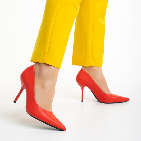 Leya piros női cipő, műbőrből készült, 3 - Kalapod.hu