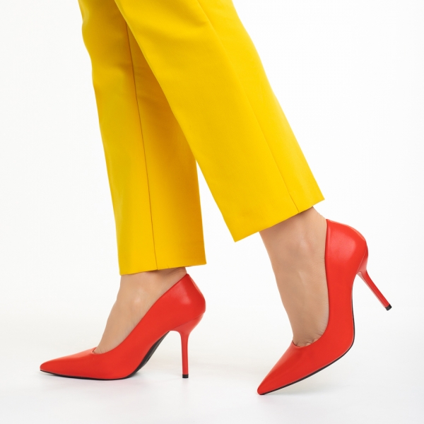 Leya piros női cipő, műbőrből készült, 4 - Kalapod.hu