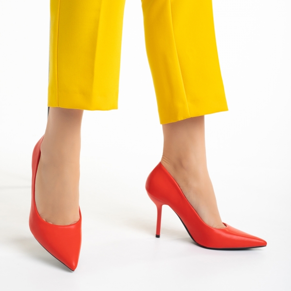 Leya piros női cipő, műbőrből készült, 5 - Kalapod.hu