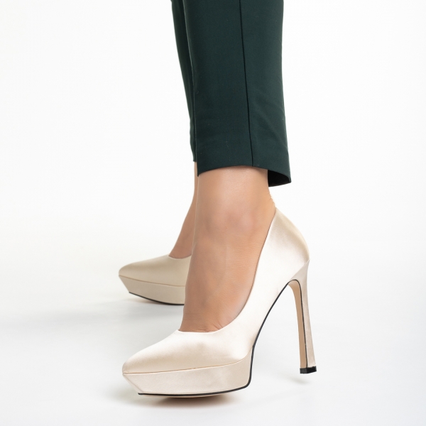 Coriana bézs női cipő, textil anyagból készült, 3 - Kalapod.hu