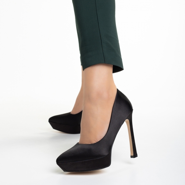 Coriana fekete női cipő, textil anyagból készült, 5 - Kalapod.hu