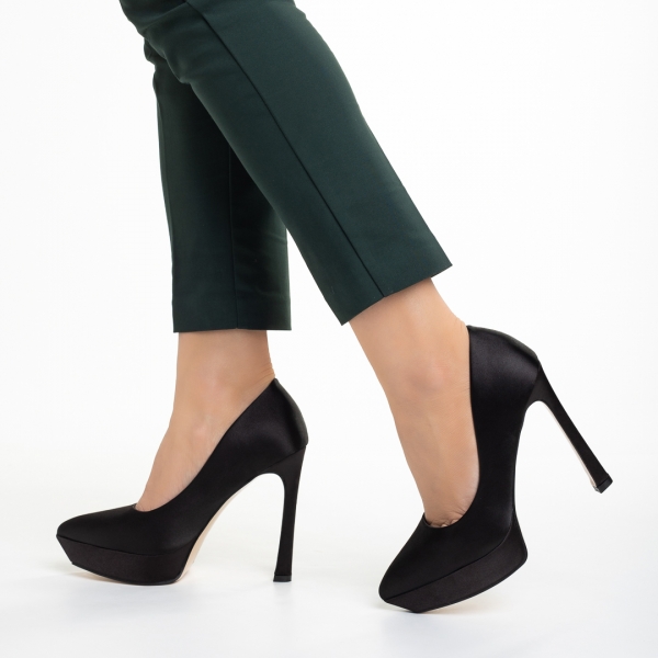 Coriana fekete női cipő, textil anyagból készült, 6 - Kalapod.hu