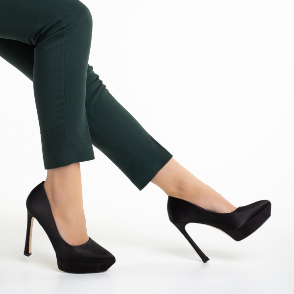 Coriana fekete női cipő, textil anyagból készült, 3 - Kalapod.hu