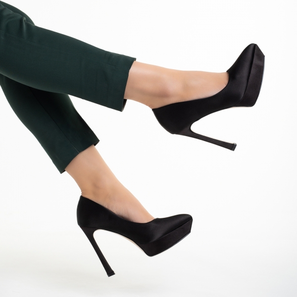 Coriana fekete női cipő, textil anyagból készült, 8 - Kalapod.hu