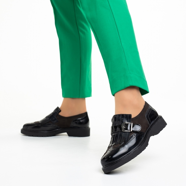 Evianna fekete női cipő, lakkozott műbőrből készült, 3 - Kalapod.hu