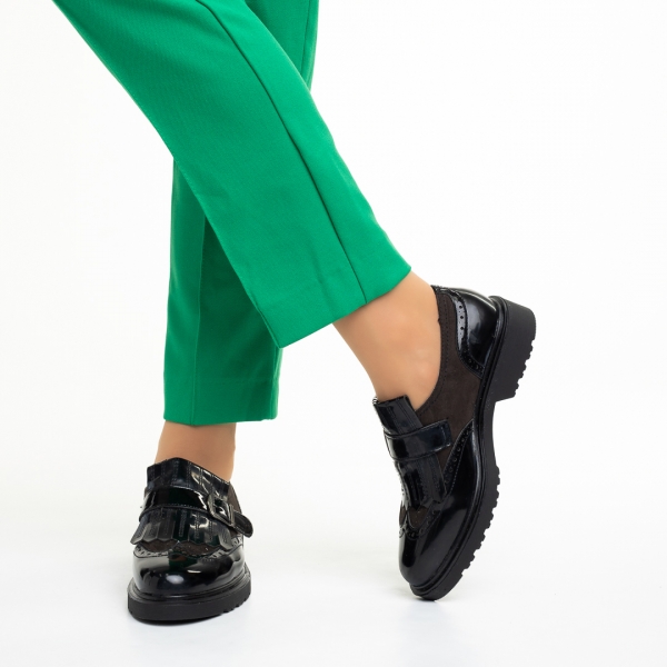 Evianna fekete női cipő, lakkozott műbőrből készült, 4 - Kalapod.hu