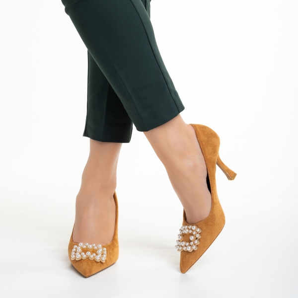 Ziara camel női cipő, textil anyagból készült, 4 - Kalapod.hu
