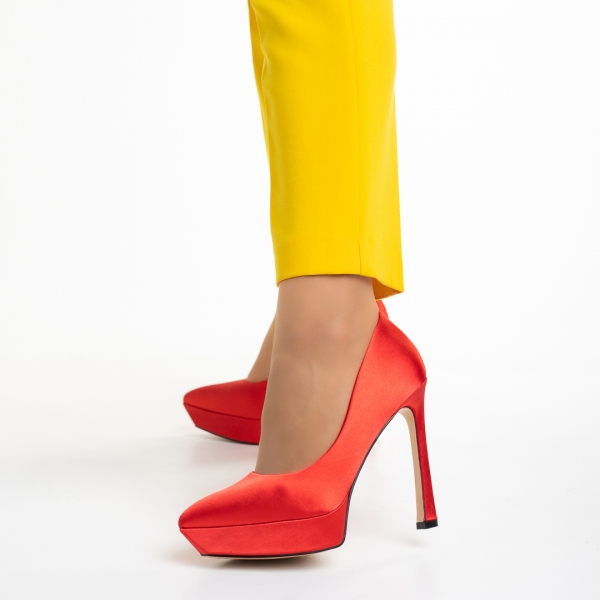 Coriana piros női cipő, textil anyagból készült, 3 - Kalapod.hu
