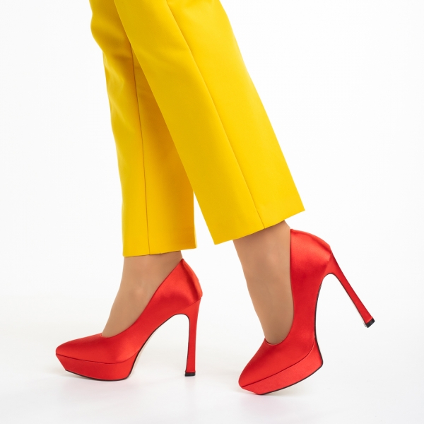 Coriana piros női cipő, textil anyagból készült, 5 - Kalapod.hu
