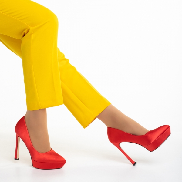 Coriana piros női cipő, textil anyagból készült - Kalapod.hu