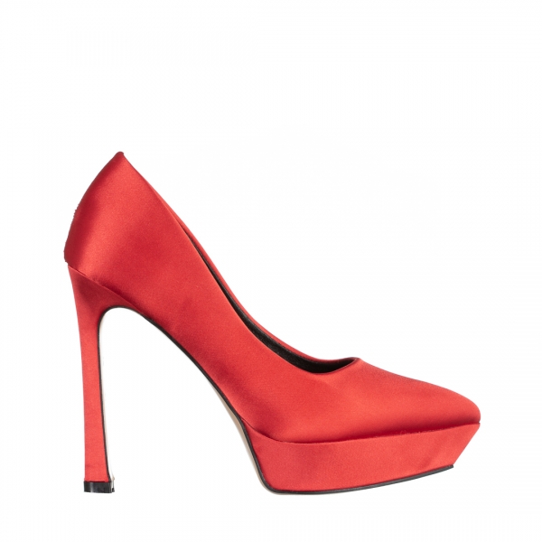 Coriana piros női cipő, textil anyagból készült, 2 - Kalapod.hu
