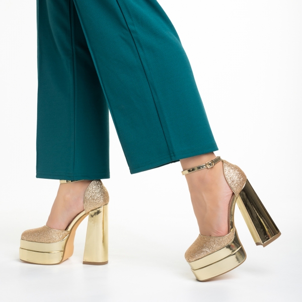 Elara arany női cipő, textil anyagból készült, 4 - Kalapod.hu