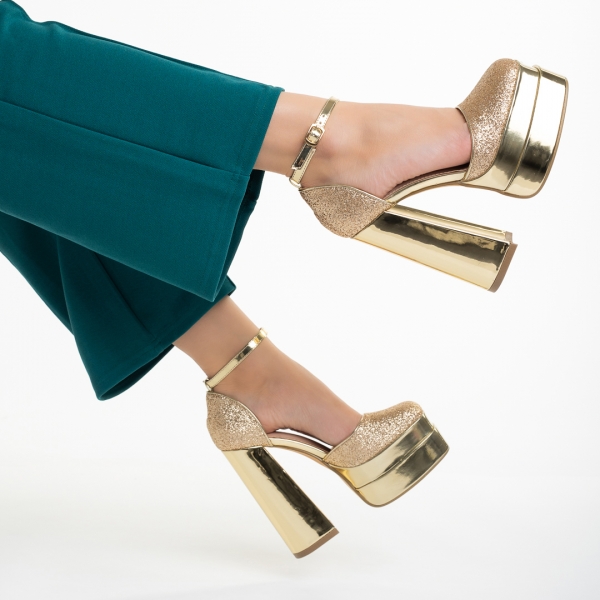 Elara arany női cipő, textil anyagból készült, 6 - Kalapod.hu