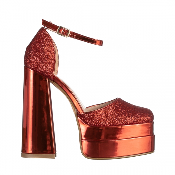 Elara piros női cipő, textil anyagból készült, 2 - Kalapod.hu