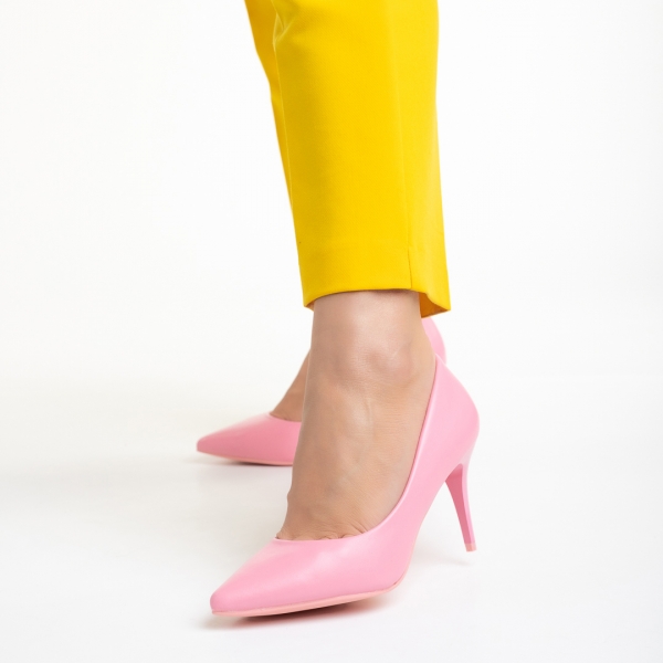 Lenaya rózsaszín női cipő sarokkal, műbőrből készült, 3 - Kalapod.hu