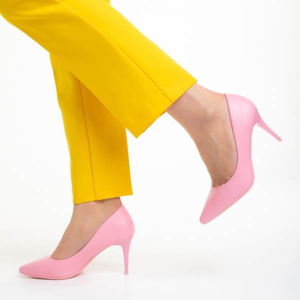 Lenaya rózsaszín női cipő sarokkal, műbőrből készült, 4 - Kalapod.hu