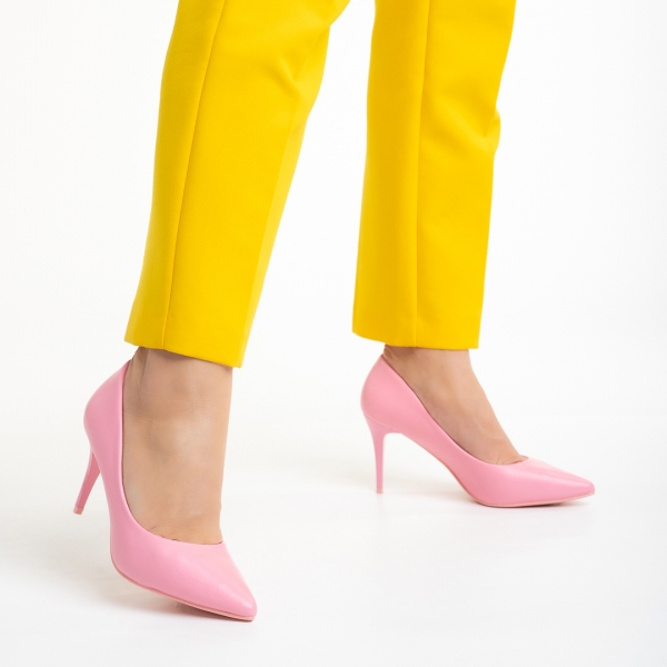 Lenaya rózsaszín női cipő sarokkal, műbőrből készült, 5 - Kalapod.hu