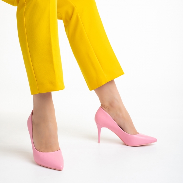 Lenaya rózsaszín női cipő sarokkal, műbőrből készült, 6 - Kalapod.hu
