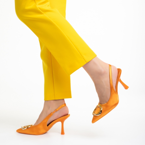 Caelin narancssárga női szandál, textil anyagból készült, 4 - Kalapod.hu