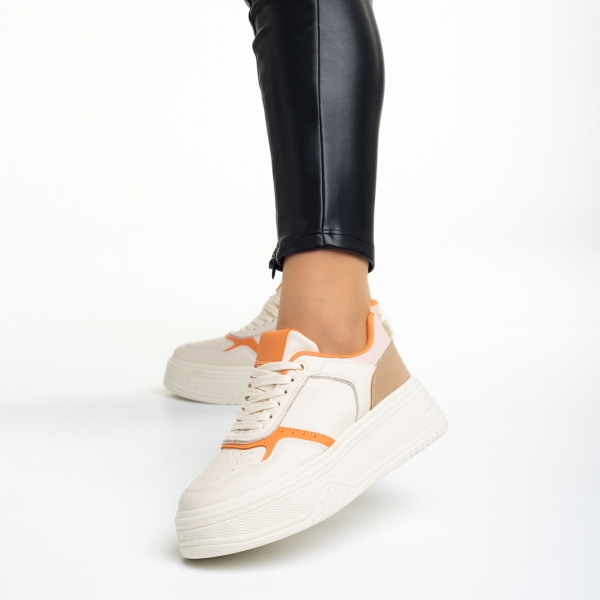 Tayah bézs és narancssárga női sportcipő, műbőrből készült - Kalapod.hu