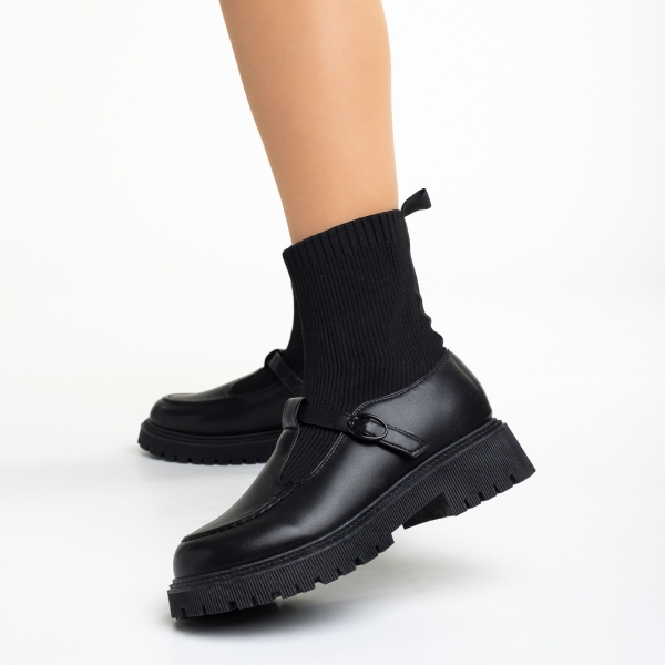 Dallas fekete alkalmi női cipő, műbőrből és textil anyagból készült, 3 - Kalapod.hu