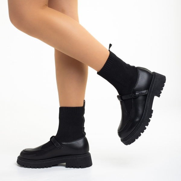 Dallas fekete alkalmi női cipő, műbőrből és textil anyagból készült, 4 - Kalapod.hu