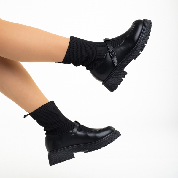 Dallas fekete alkalmi női cipő, műbőrből és textil anyagból készült, 6 - Kalapod.hu