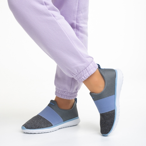 Sisto szürke és kék női sportcipő, textil anyagból készült, 3 - Kalapod.hu